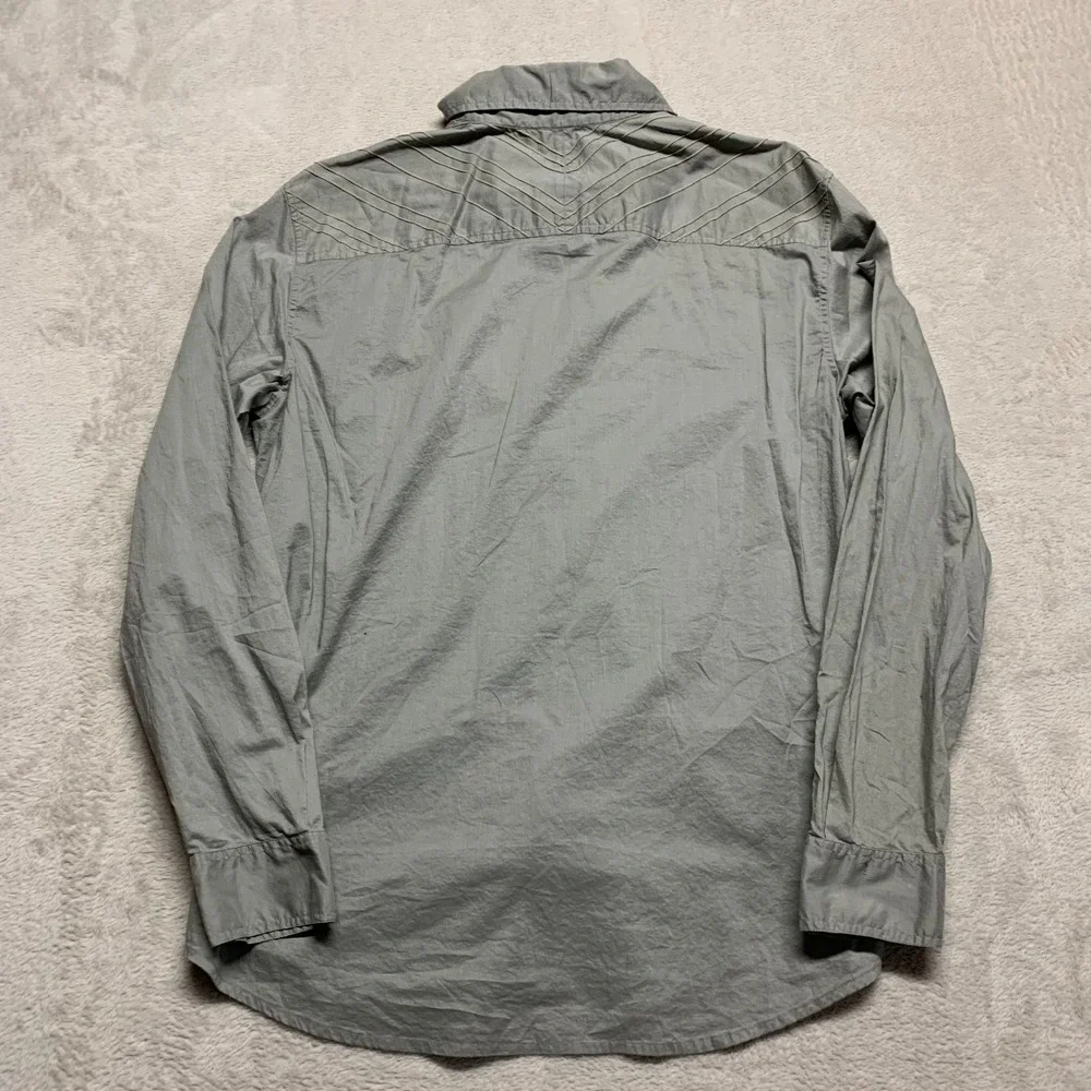AX Armani Exchange Mens M Button Down‎ Shirt Gray Embroidered AOP Needs Button - Picture 4 of 11